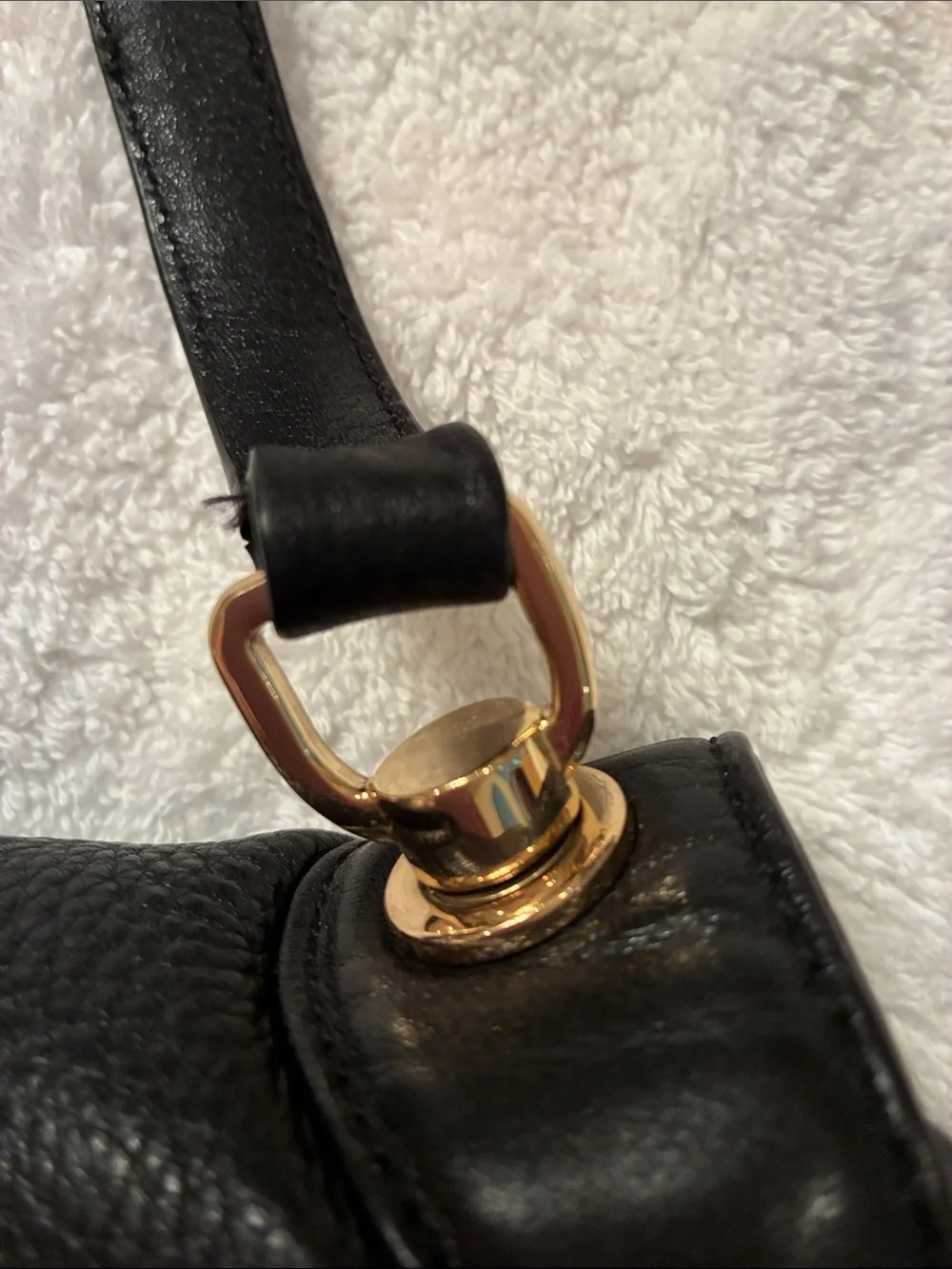 Tory Burch Black Pebbled Leather Logo Shoulder Bag